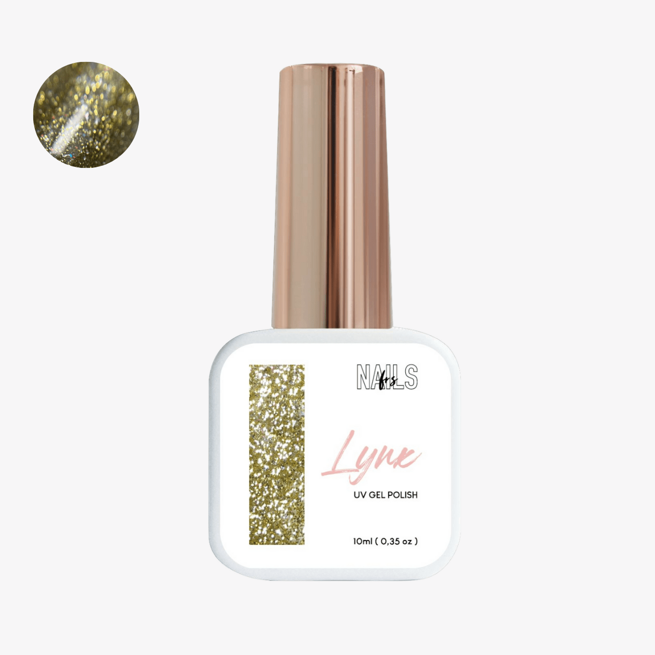 Flacon 10 ml du vernis semi-permanent doré pailleté cat eye Gel Polish Lynx NAILS FRS
