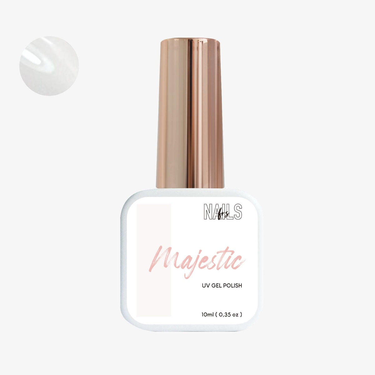 Flacon 10 ml du vernis semi-permanent blanc laiteux Gel Polish Majestic NAILS FRS