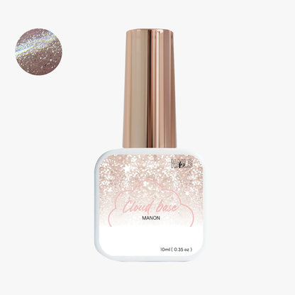 Flacon 10 ml de la Cloud base Manon NAILS FRS, base pailletée rosé holographique