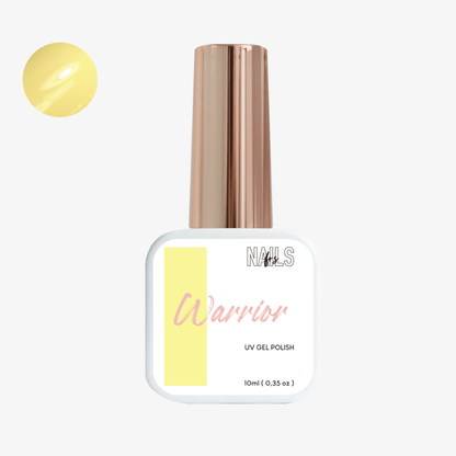 Flacon 10 ml du vernis semi-permanent jaune pastel Gel Polish Warrior NAILS FRS