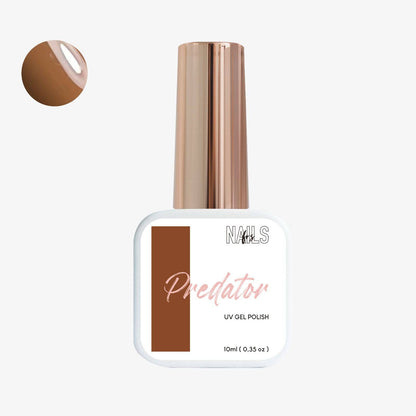Flacon 10 ml du vernis semi-permanent brun caramel Gel Polish Predator NAILS FRS