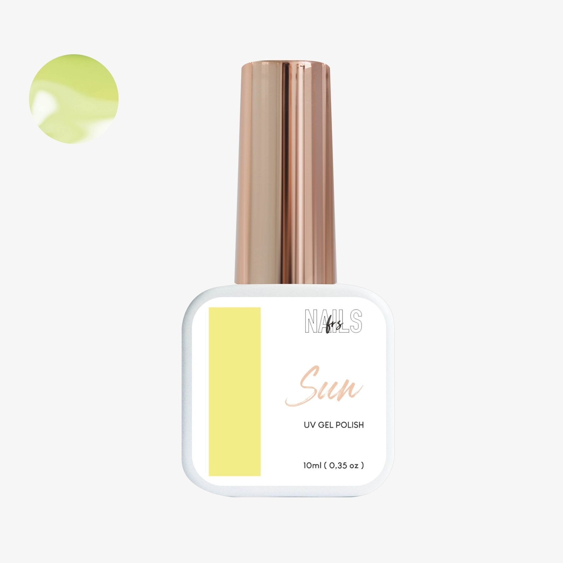 Flacon 10 ml du vernis semi-permanent jaune citron Gel Polish Sun NAILS FRS