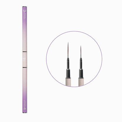 Étui violet numéroté 3 et 4 du Nail art brush 3/4 avec zoom sur ses liners extra-fins